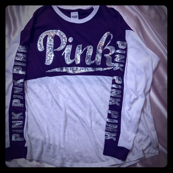 PINK Victoria's Secret Tops - PINK blinged out long sleeve shirt
